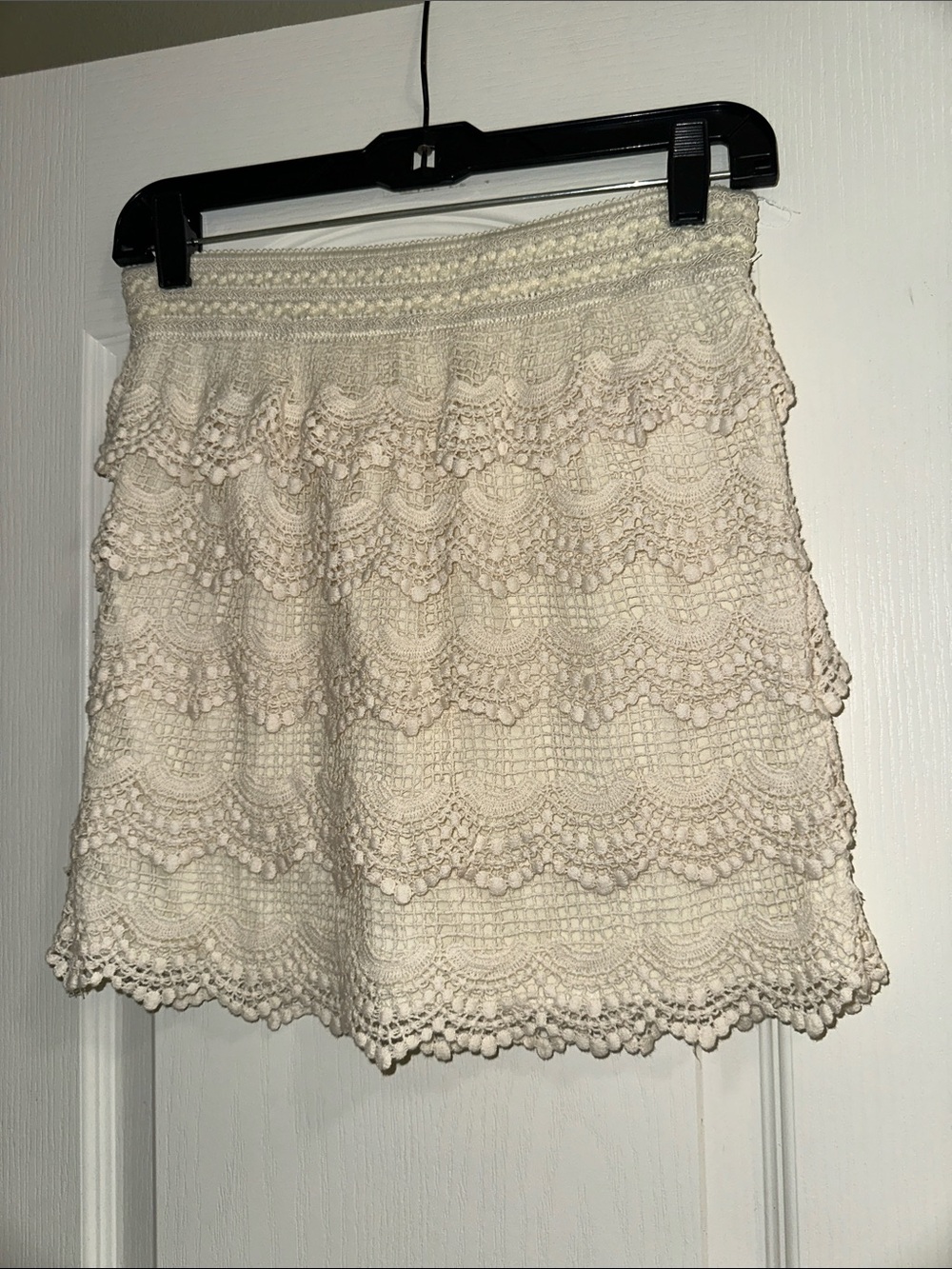 Wet Seal Cream Crochet Lace Mini Skirt